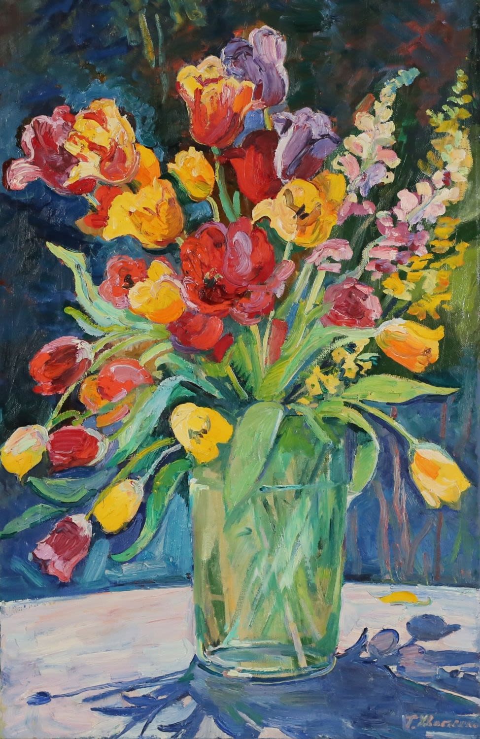 Lot 328: Oil on Canvas Still Life With Flowers
