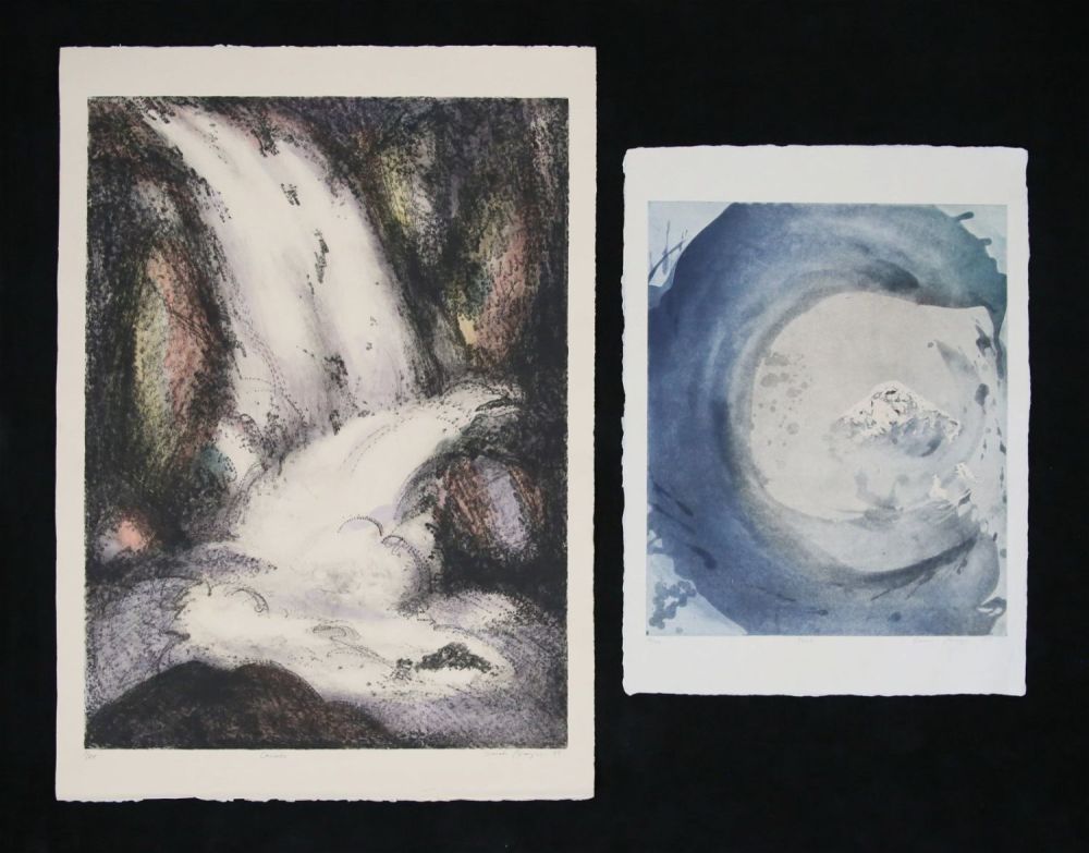 Lot 334: Sarah Brayer 2 Etchings Cascade & Peak