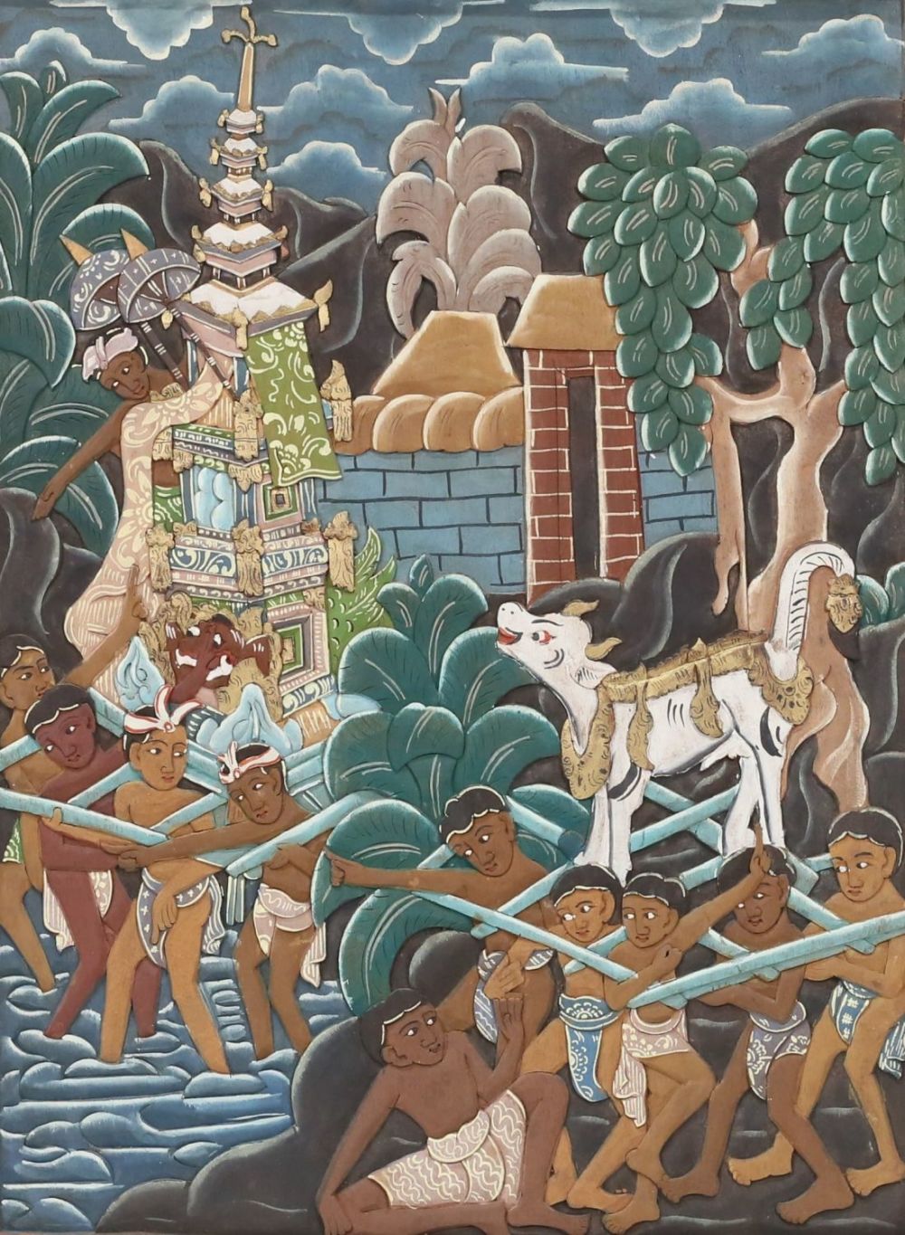 Lot 399: Indonesian Folk Art Carved Painting