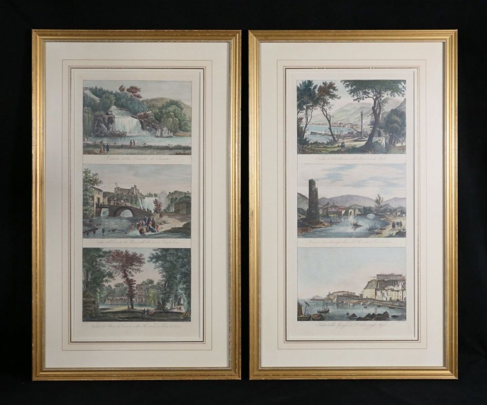 Lot 400: Pair of Italian Landscape Engraving Triptychs