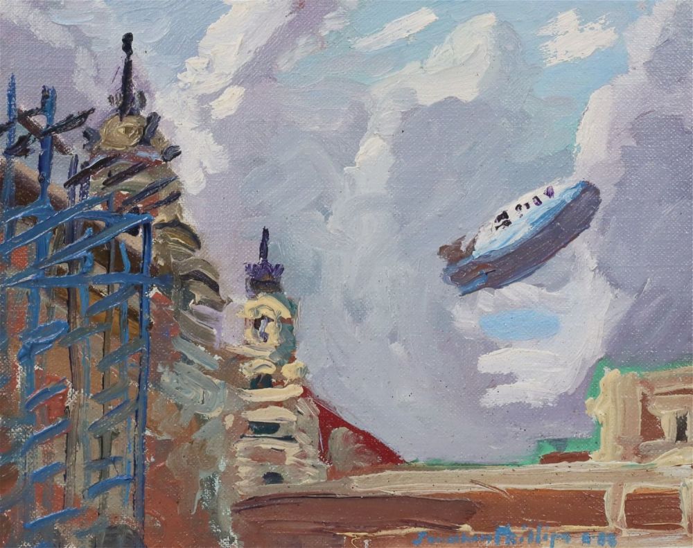 Lot 410: Jonathan Phillips Oil on Canvas Blimp