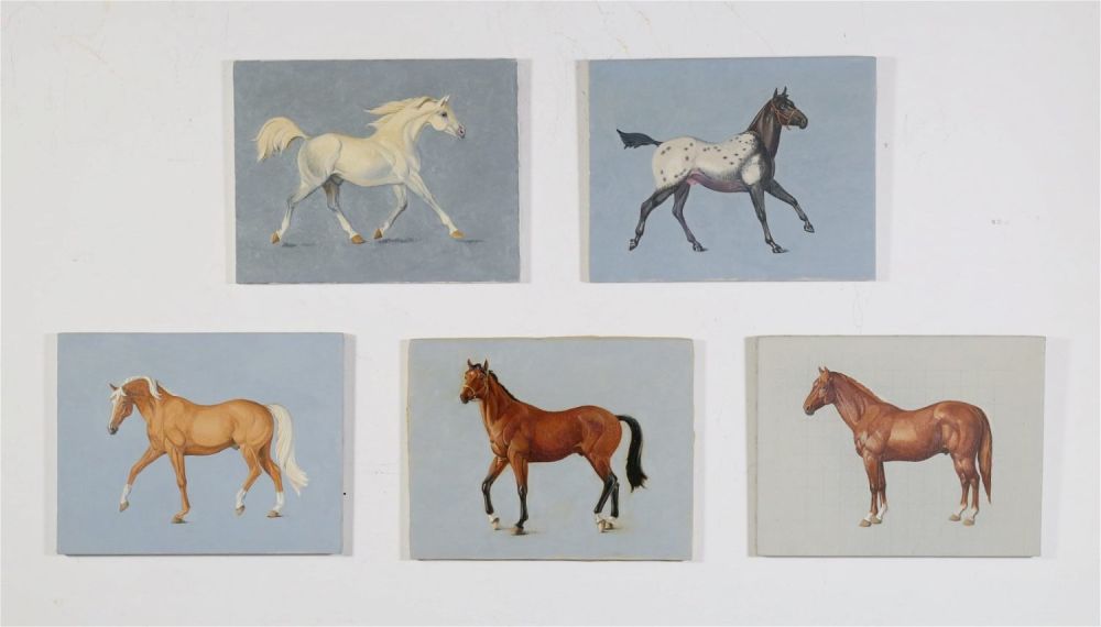 Lot 415: 5 Oils on Canvas Horses