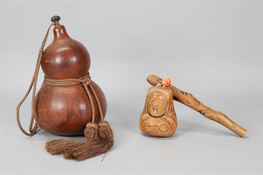 Lot 162: Japanese Pipe & Chinese Gourd Vessel