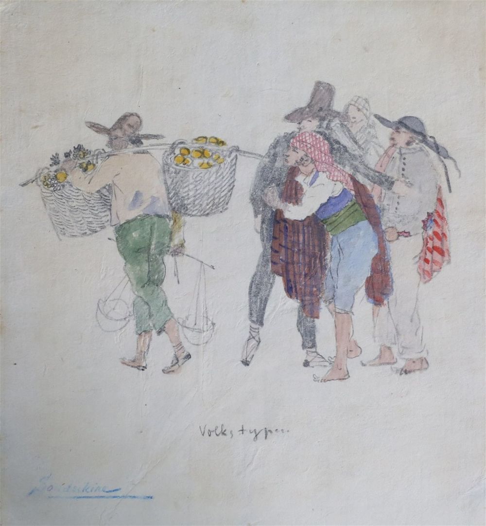 Lot 188: Sergei Soudeikine Drawing Volkstyper