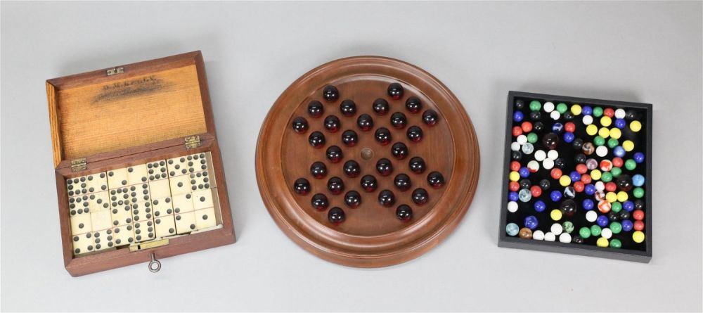 Lot 234: Vintage Games Marbles, Solitaire, Dominoes