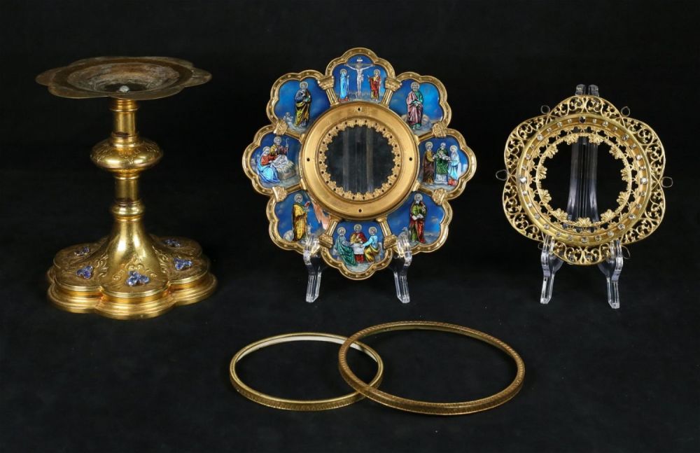 Lot 235: Brass & Enamel Monstrance