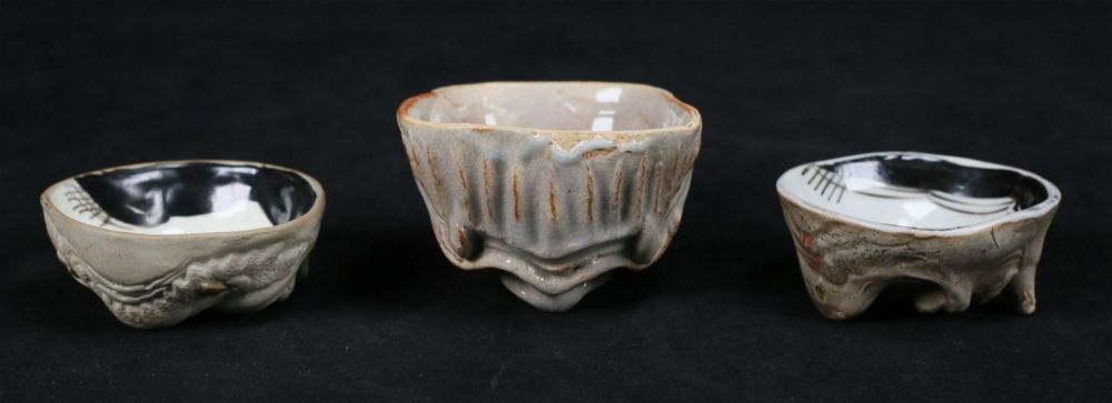 Lot 267: 3 Japanese Noh Mask Sake Cups