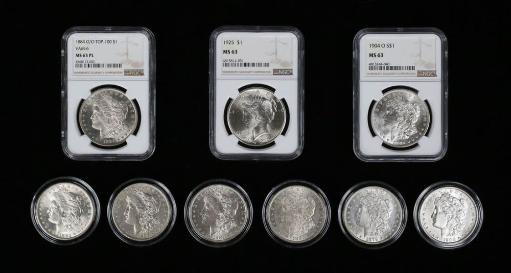 Lot 465: 8 Morgan Silver Dollar And A Peace Silver Dollar