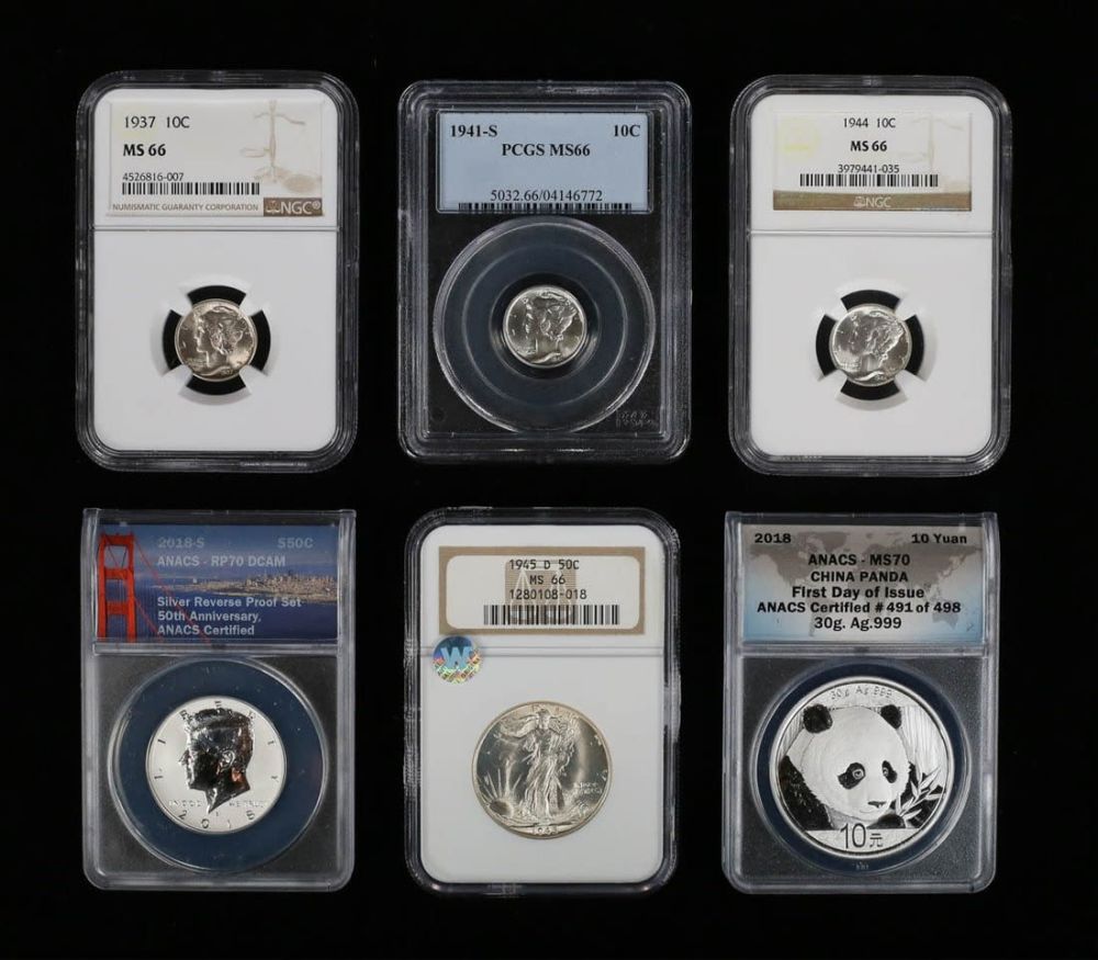 Lot 470: 6 Graded Silver Coins