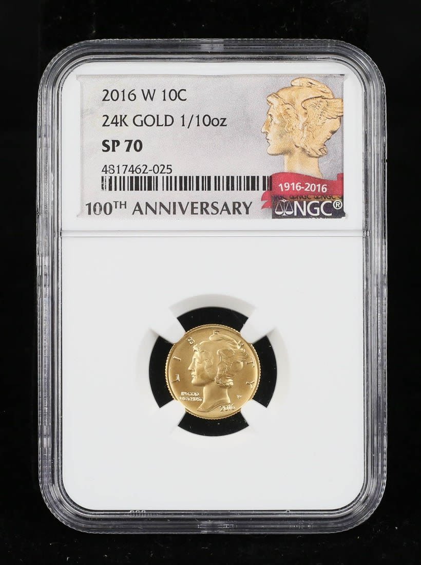 Lot 471: 24K Gold Mercury Dime