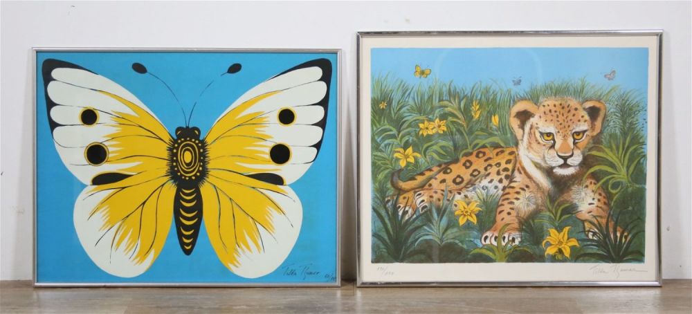 Lot 507: 2 Tilda Thamar Lithographs Butterfly & Tiger