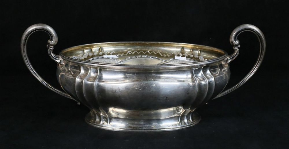 Lot 518: Otto Wolter 800 Silver & Cut Glass Centerpiece