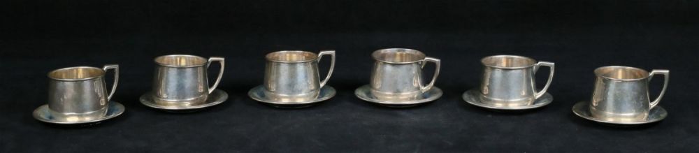 Lot 520: 6 Austro-Hungarian 800 Silver Cups & Saucers