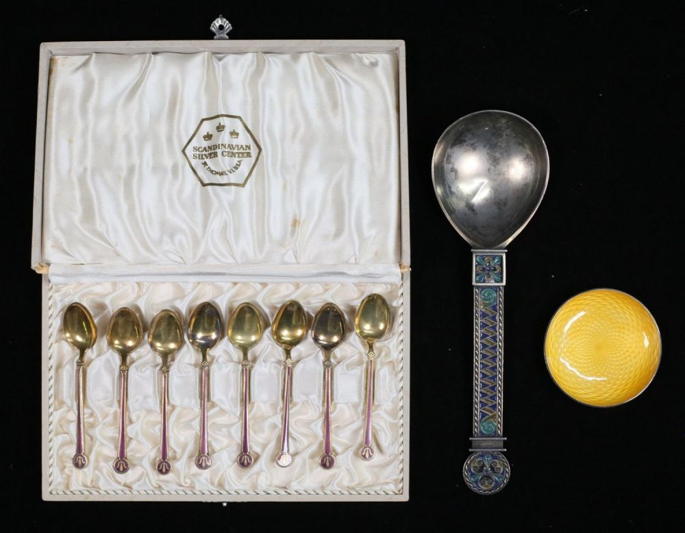 Lot 530: Lot of Danish & Norwegian Sterling & Enamel
