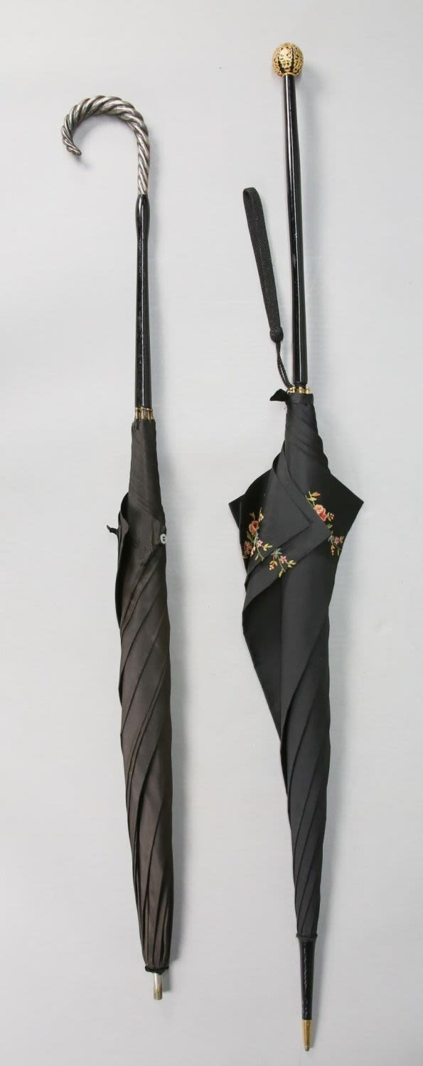 Lot 535: 2 Vintage Parasols 800 Silver Handle