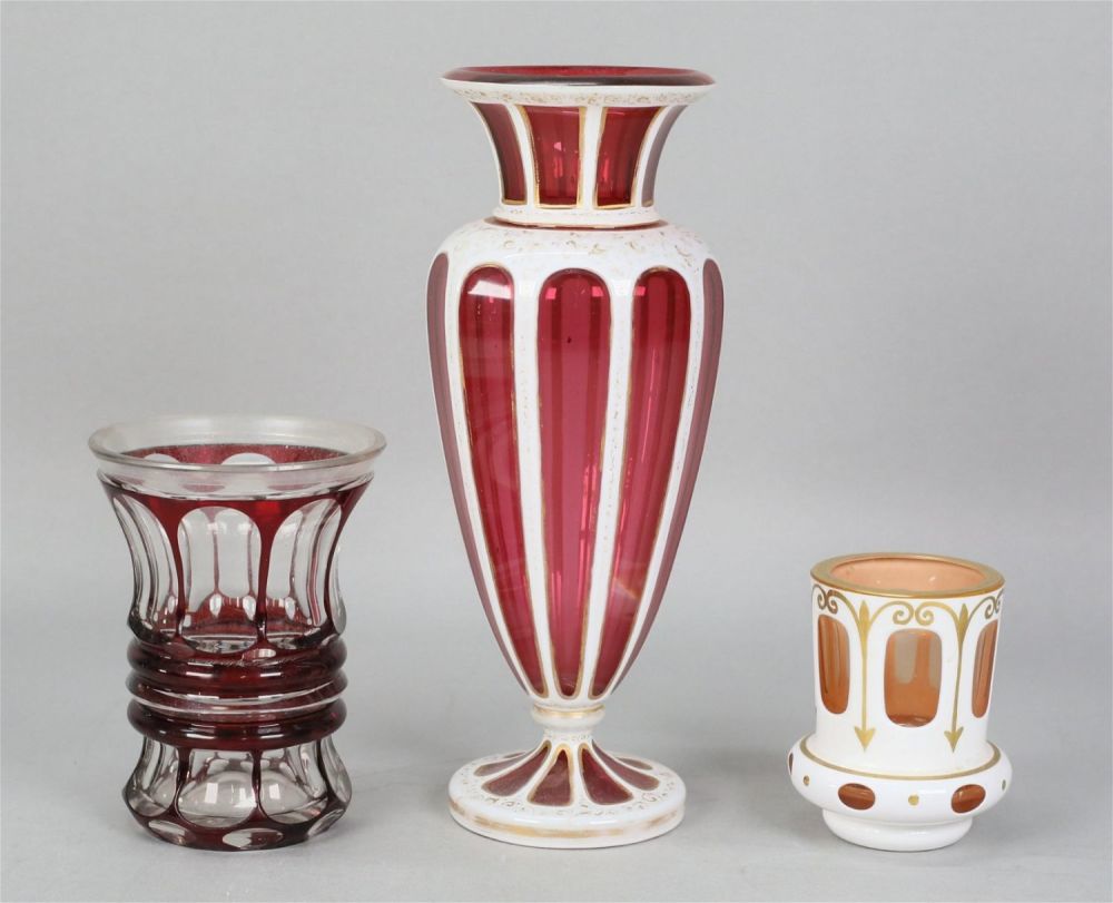 Lot 548: 3 Bohemian Glass Vases