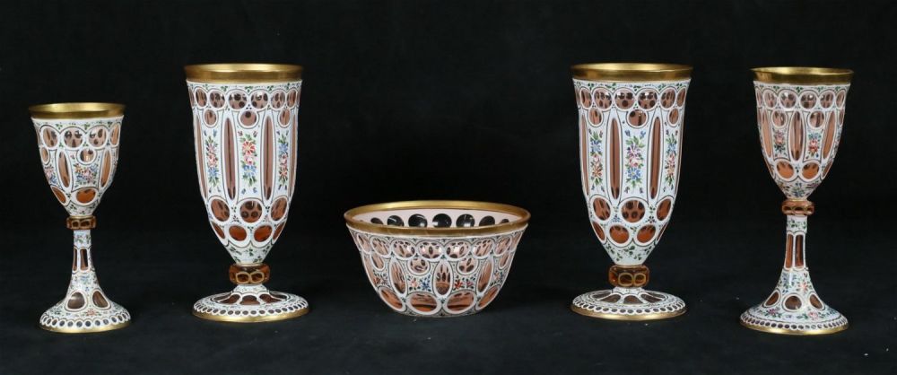 Lot 549: 5 Pieces Moser Style Bohemian Glass