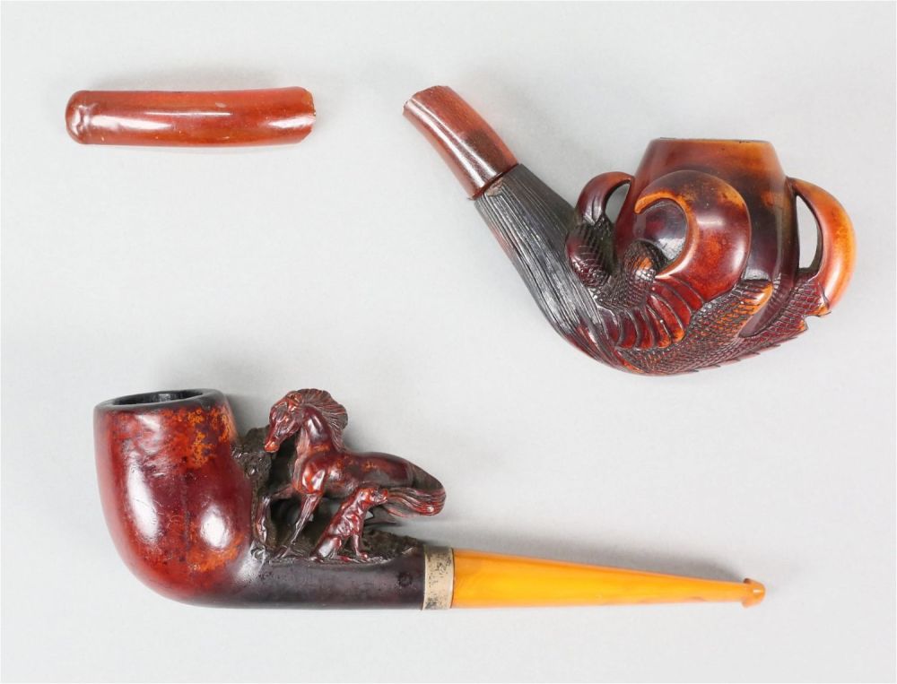 Lot 569: 2 Wood Carved Pipes