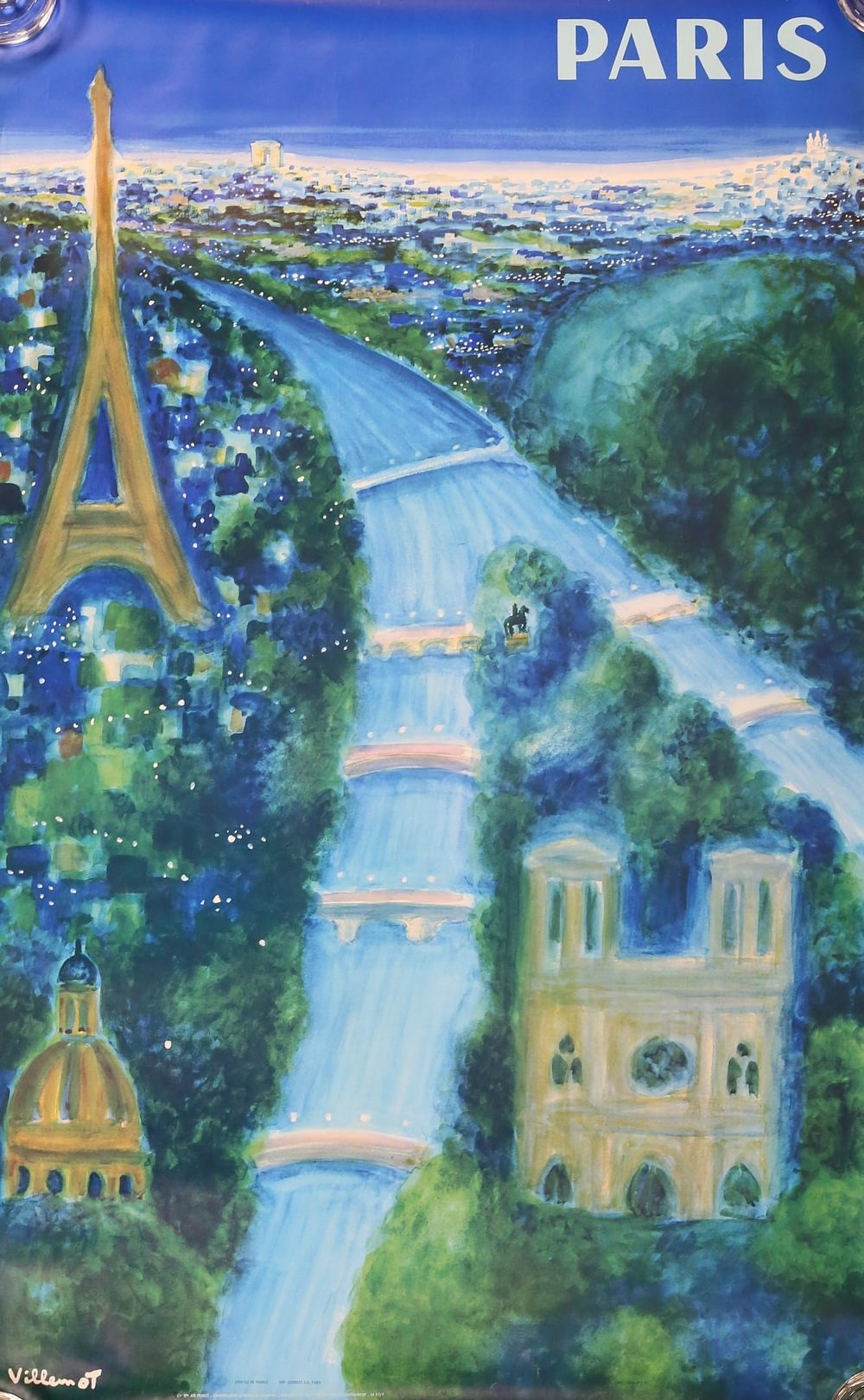 Lot 173: Bernard Villemot Paris Air France Travel Poster