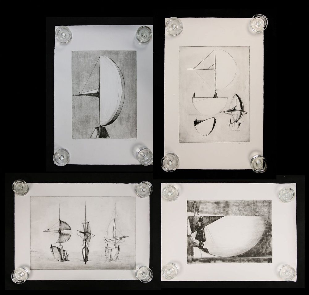 Lot 179: 4 Signed Carlo Etchings Ships
