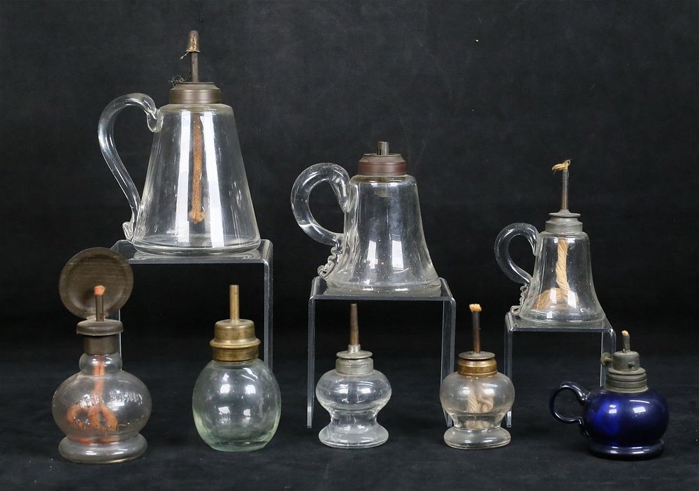 Lot 200: 8 Miniature Whale Oil Lamps