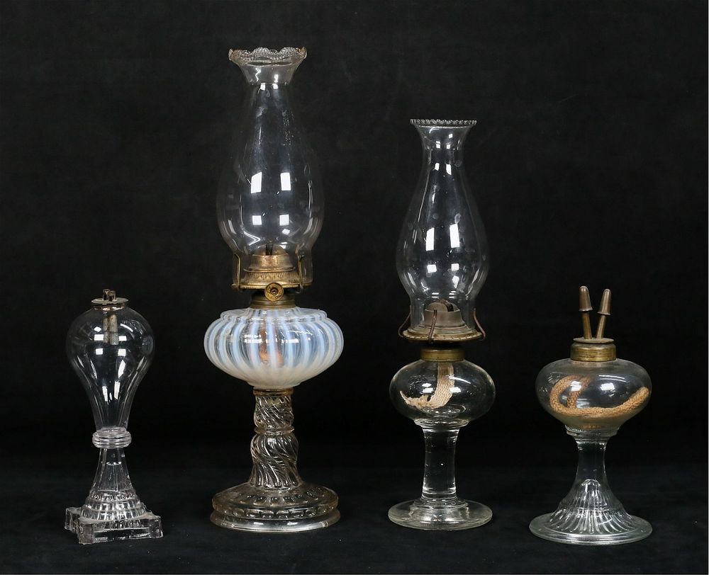 Lot 202: 4 Whale Oil Lamps And Oil Lamps