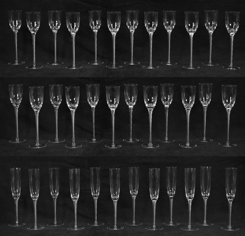 Lot 215: 36 Pieces Air Twist Style Crystal Stemware
