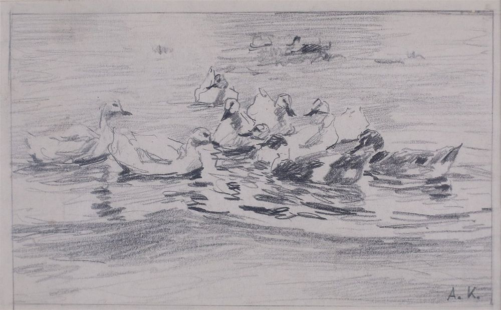 Lot 225: Attributed to Alexander Koester Drawing Ducks