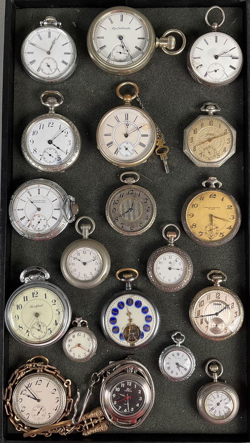 Lot 153: 19 Vintage Pocket Watches Elgin, Rockford