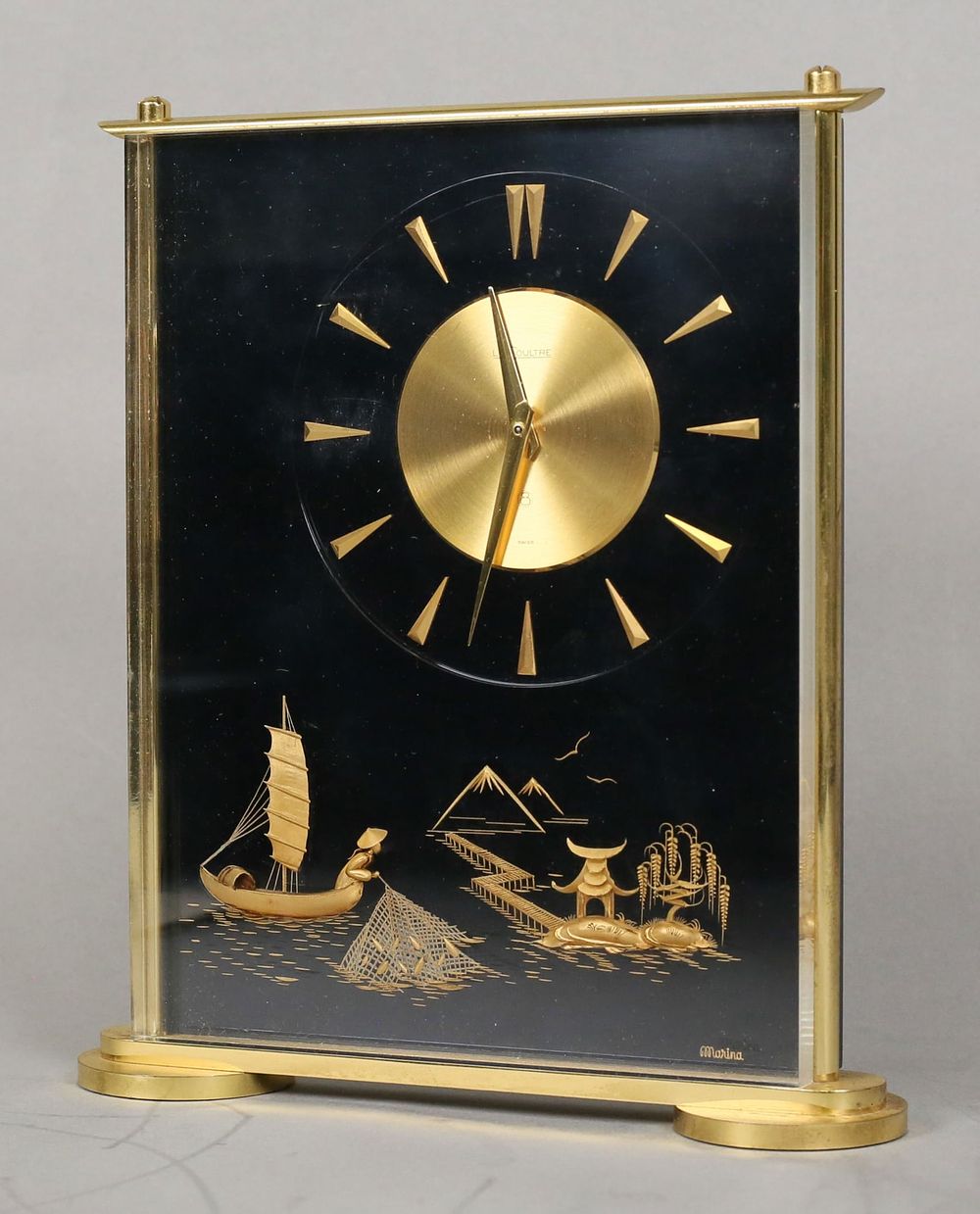 Lot 219: LeCoultre Marina Desk Clock Japanese Motif