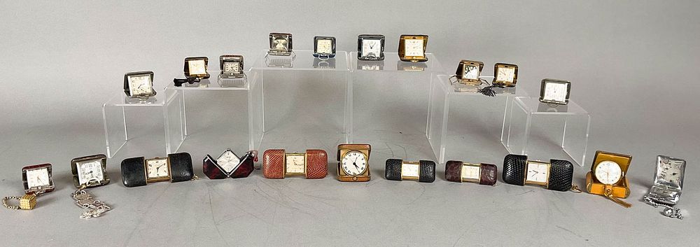 Lot 225: 20 Purse Watches & Travel Clocks Movado, Mersmann