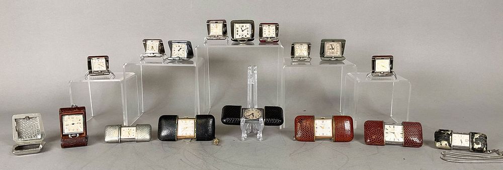 Lot 226: 16 Purse Watches & Travel Clocks Movado, Elgin