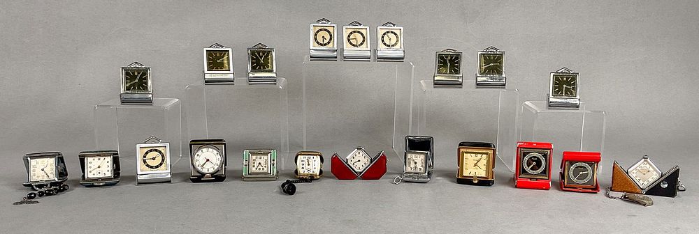 Lot 229: 21 Travel Clocks, Purse Watches, Pocket Watches