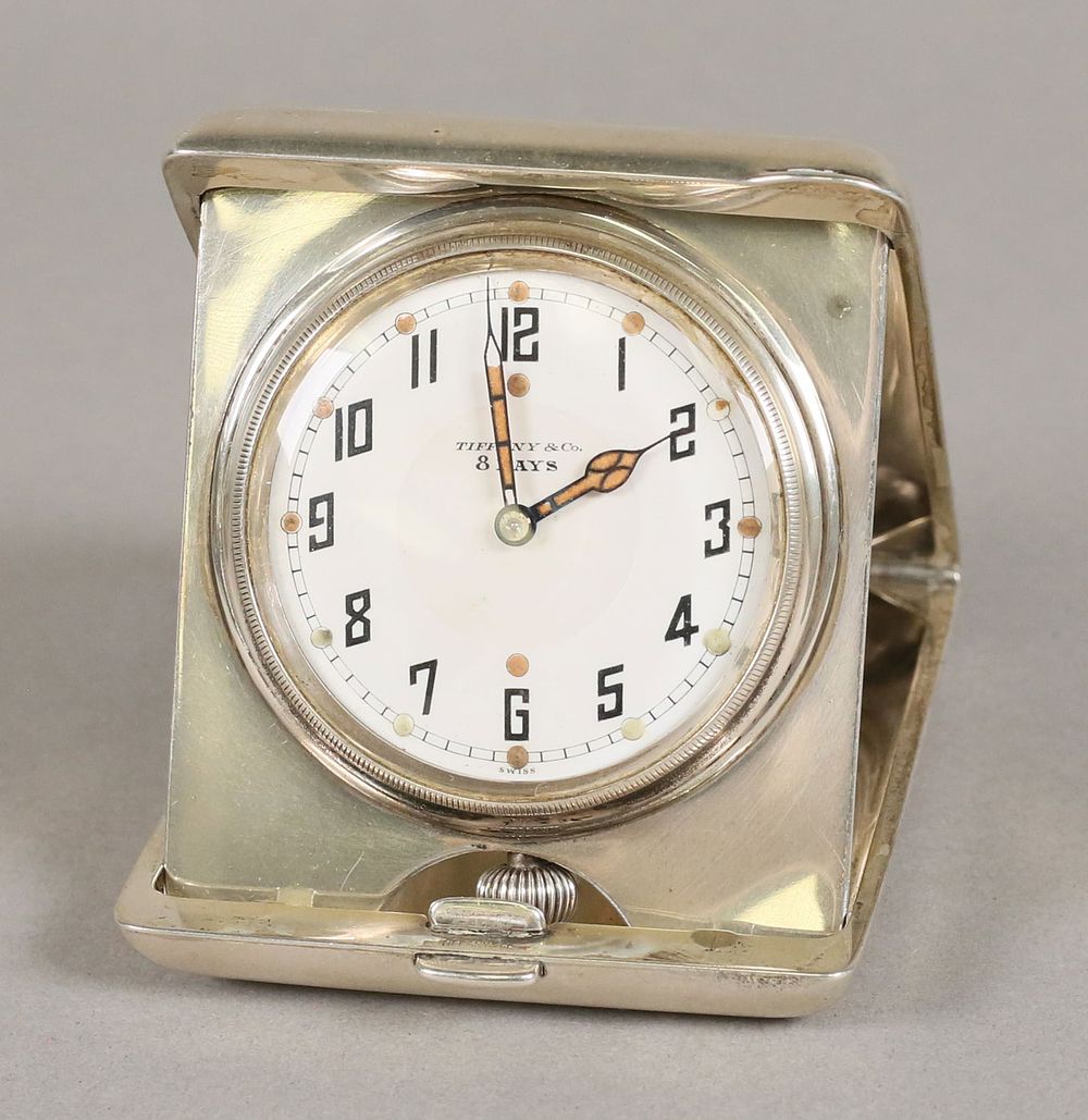 Lot 246: Tiffany & Co. Sterling Travel Clock