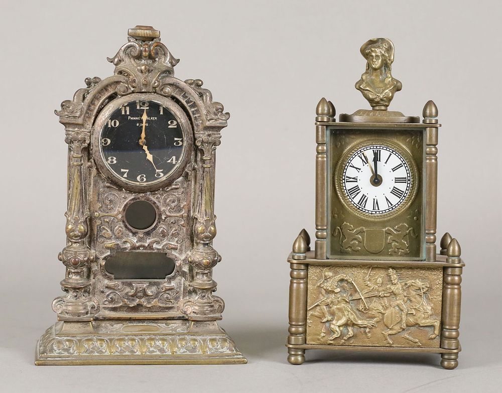 Lot 302: 2 Gilt Bronze Clocks St. Etienne & Phinney-Walker