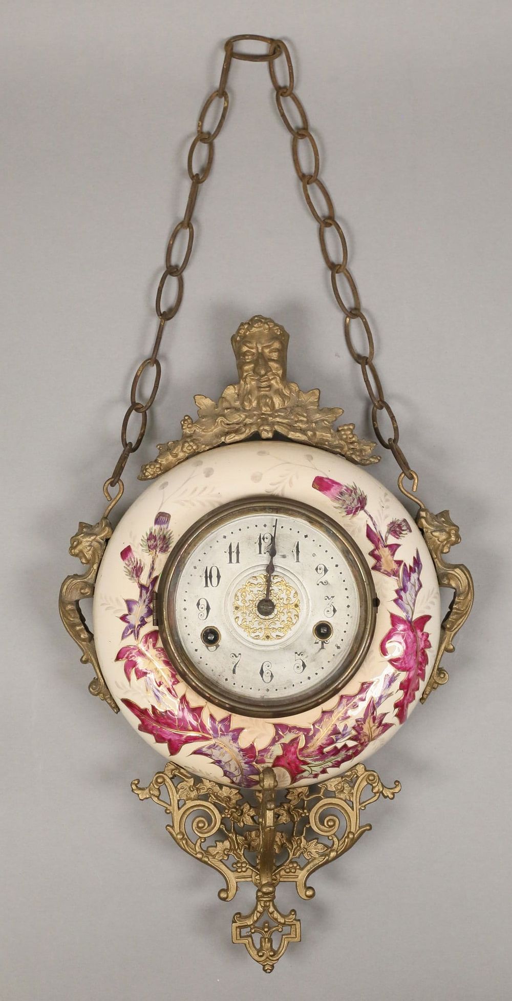 Lot 304: Ormolu Mounted Porcelain Hanging Clock