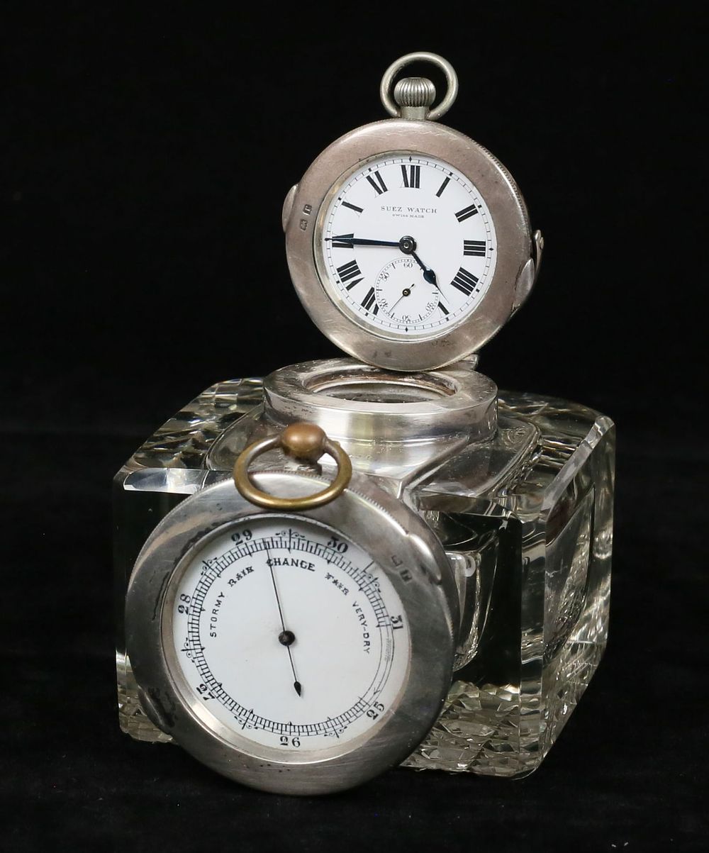 Lot 307: J. Grinsell Sterling & Crystal Inkwell