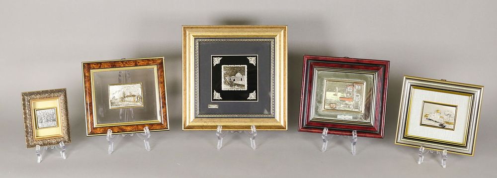 Lot 315: 5 Silver Overlay & Gold Plated Plaques