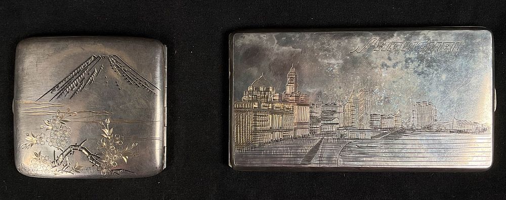 Lot 321: 2 Silver Cigarette Cases Japanese & Chinese Export