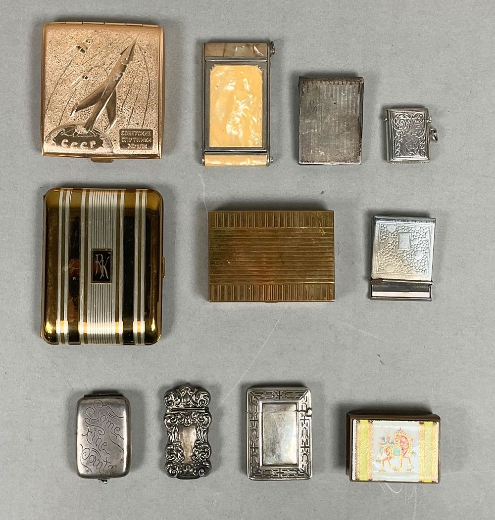 Lot 323: Lot of Match Safes, Cigarette Cases, Accessories