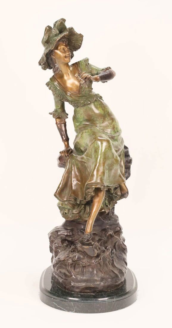 Lot 397: After Louis Hottot Bronze Young Lady of Fashion