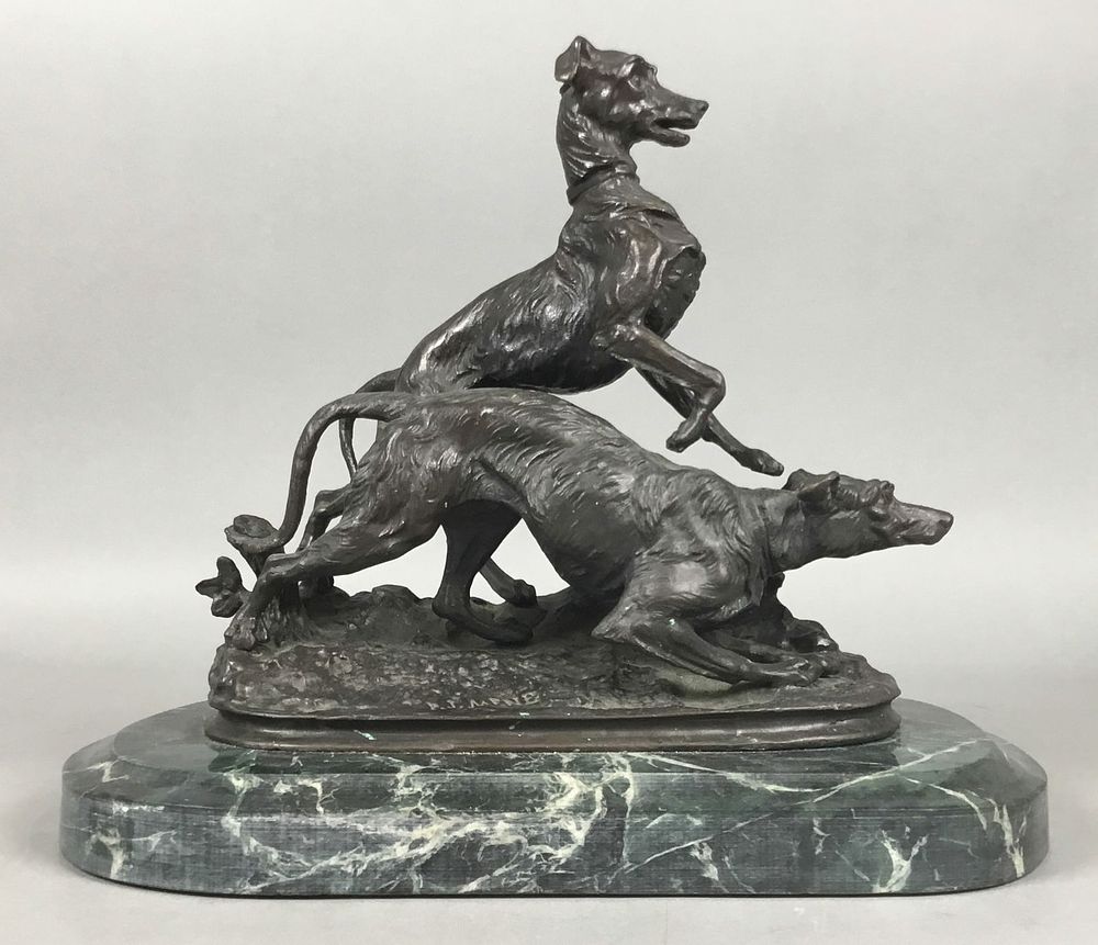 Lot 398: After P.J. Mene Bronze Hunting Dogs