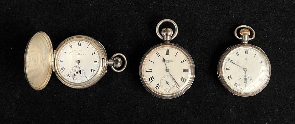 Lot 429: 3 English Sterling Pocket Watches