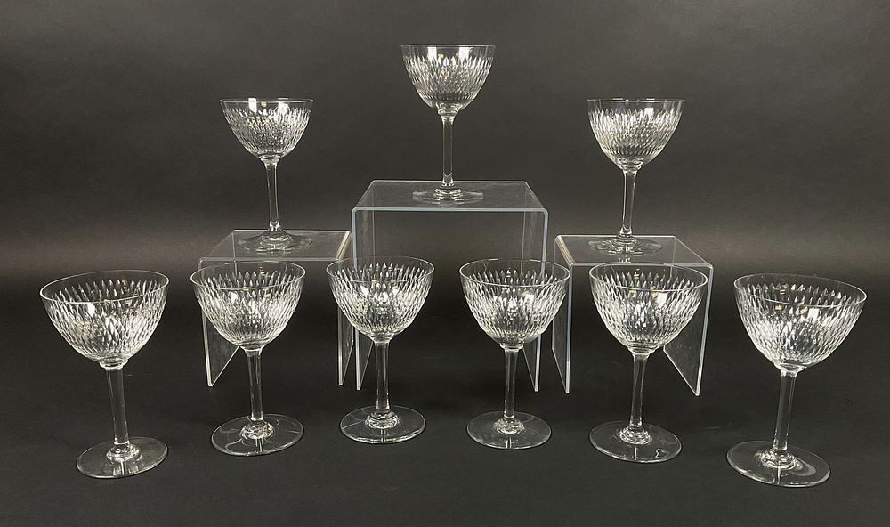Lot 174: 9 Baccarat Paris Crystal Claret Wines