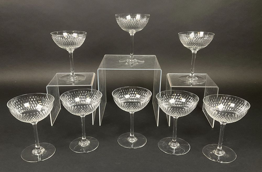 Lot 175: 8 Baccarat Paris Crystal Champagnes