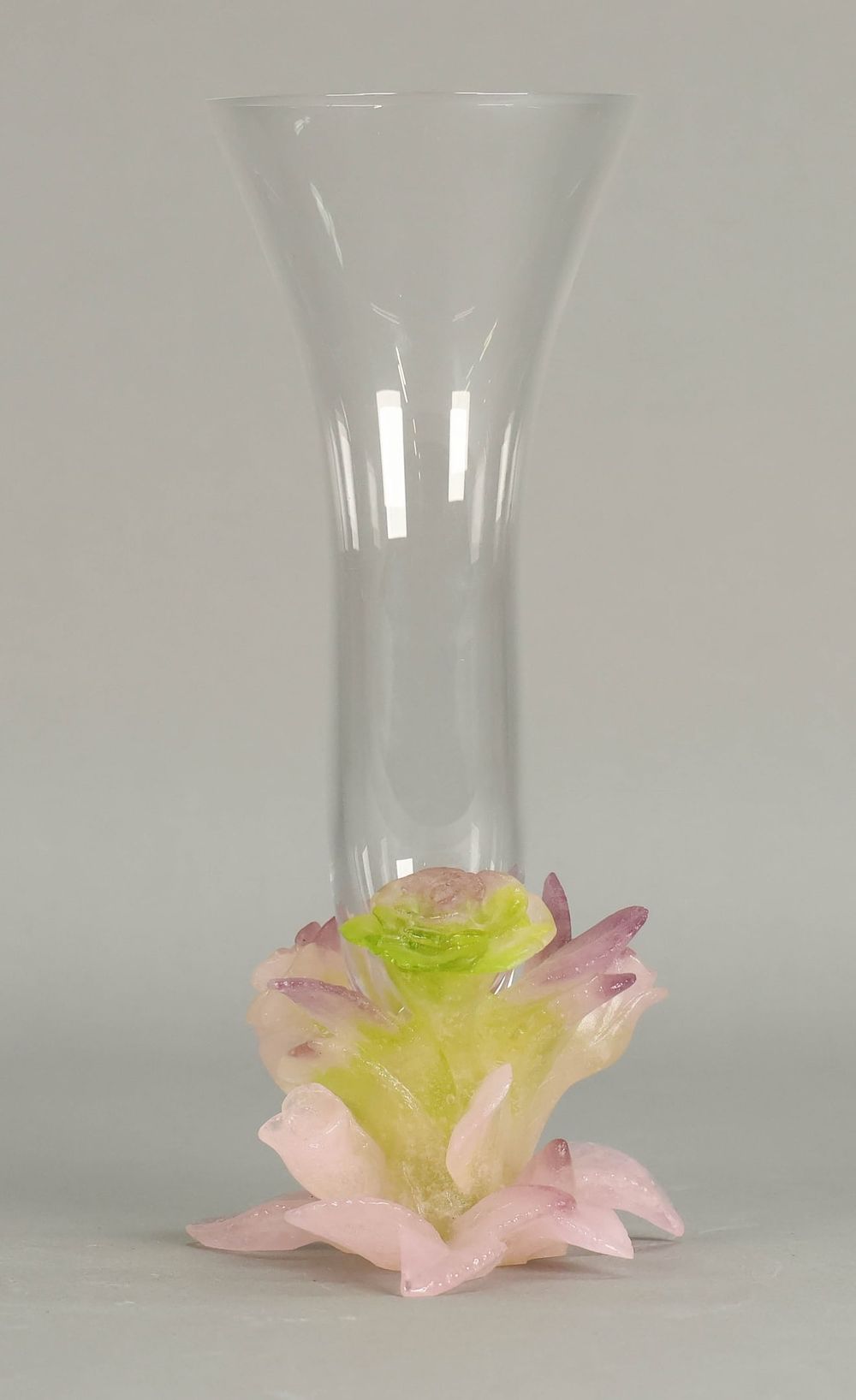 Lot 185: Daum Roses Soliflor Pate de Verre Vase