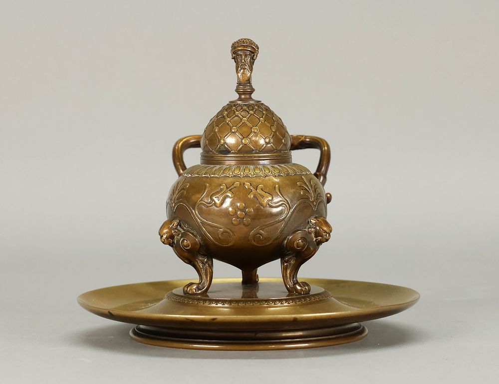 Lot 189: Barbedienne Gilt Bronze Inkwell