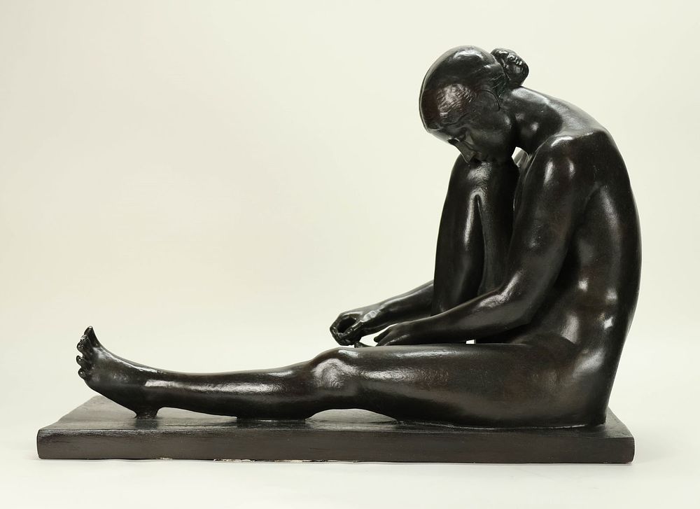 Lot 194: After Jane Poupelet Sculpture Woman at Her Toilet