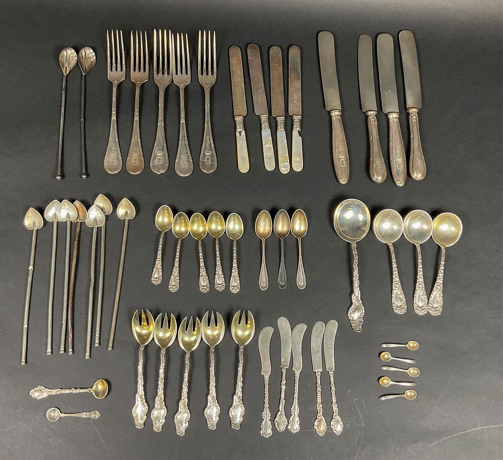 Lot 234: 51 Pieces Sterling & Silverplate Flatware