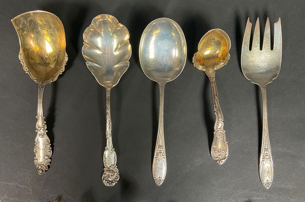 Lot 240: 11 Sterling & Silverplate Serving Pieces